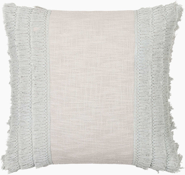 Surya Kandie Cotton Accent Pillow - 18"L X 18"W Rustic Charm For Cozy Cottage Living Spaces & Bedding Light Gray Cotton,Cotton Kde003-2020p