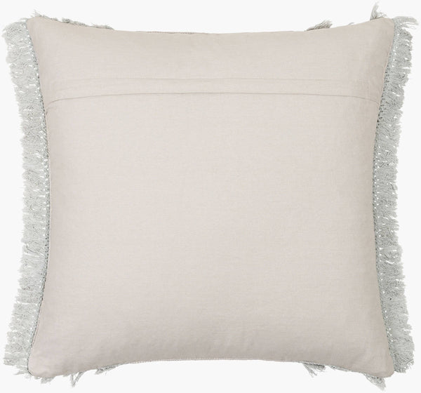 Surya Kandie Cotton Accent Pillow - 18"L X 18"W Rustic Charm For Cozy Cottage Living Spaces & Bedding Light Gray Cotton,Cotton Kde003-2020p
