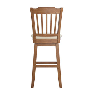 Homelegance By Top-Line Juliette Slat Back Bar Height Wood Swivel Bar Stool Oak Rubberwood