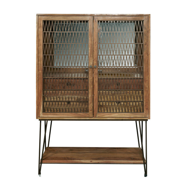 2-Door Bar Cabinet with Storage Drawers Natural with Rich Brown finish P301673 Pulaski Furniture