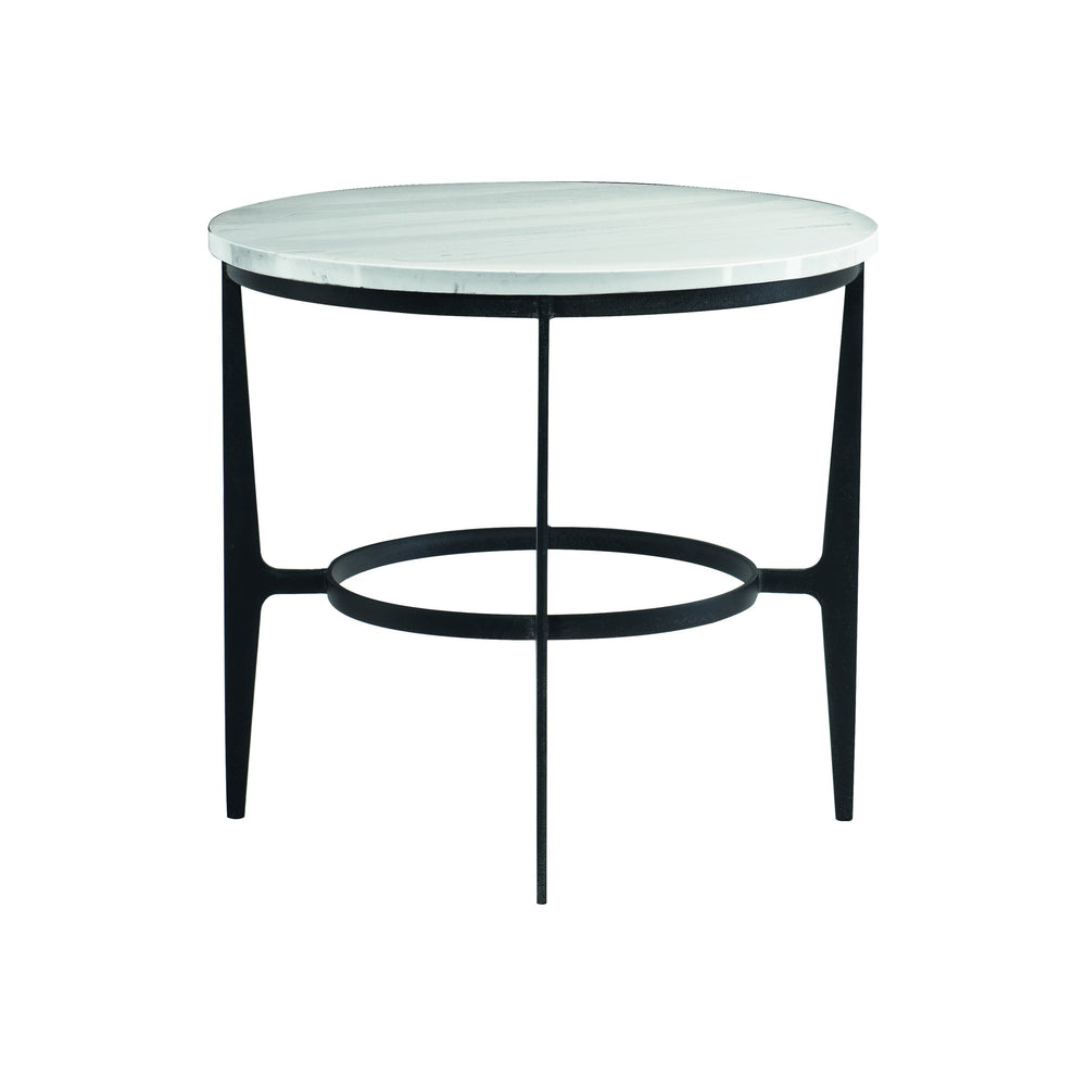 Bernhardt Bernhardt Avondale Round Metal End Table With Faux Marble Top & Blackened Steel Base, 26" X 24" 470121