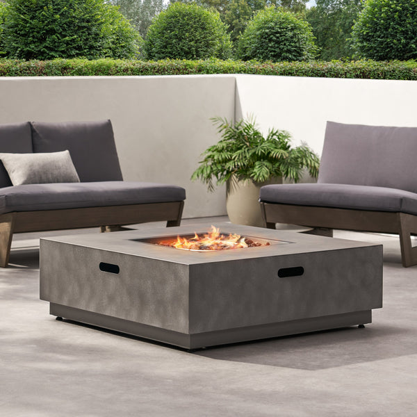 English Elm Square Iron Propane Fire Pit 50000 Btu Powder Coated Outdoor Patio Gathering 62838.00CONRT-50K_67760.00CONR