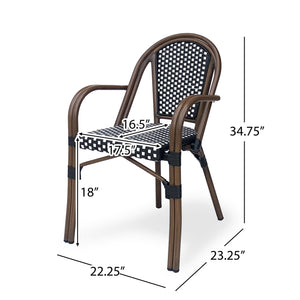 English Elm Bistro Wicker Outdoor Dining Chairs Set of Two with Rust Resistant Aluminum Frame Patio 72905.00BLK