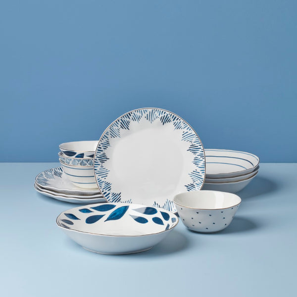 Lenox Blue Bay 12-Piece Dinnerware Set Blue, BLUE PORCELAIN 897387