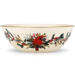 Lenox Winter Greetings Serving Bowl Red & Green, IVORY PORCELAIN 830308