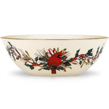 Winter Greetings 72 oz Ivory Porcelain Bowl with 24K Gold Trim & Cardinal Motif