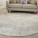 Nourison Damask DAS06 Machine Made Power-loomed Borderless Design Indoor Only Farmhouse Vintage Rug Ivory, White 100% Polyester 99446816290