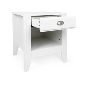 English Elm Christopher Knight Home® - Modern Nightstand with Drawer and Open Cubby, Faux Wood Mid Century Bedside Table, 2-Tier Storage Nightstand for Bedrooms, 21"W x 24.4"H White 70949.00WHI