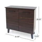 Christopher Knight Home® - Noble House - Wilnona Mid-Century 3-Shelf Faux Wood Cabinet, Walnut and Sanremo Oak