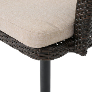 English Elm Christopher Knight Home® - KENNETHCHAIR Stylish PE Rattan Dining Chair Set of 2 with Powder-Coated Iron Frame and Water-Resistant Cushions Brown Multi 61209.00CMBN