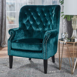 Christopher Knight Home® - Noble House - Tomlin Modern Glam Velvet Club Chair with Nailhead Trim