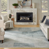 Nourison Astra Machine Washable ASW03 Machine Made Power-loomed Borderless Design Indoor Only Mid-Century Modern Scandinavian Rug Blue, Blue 100% Polyester 99446988423