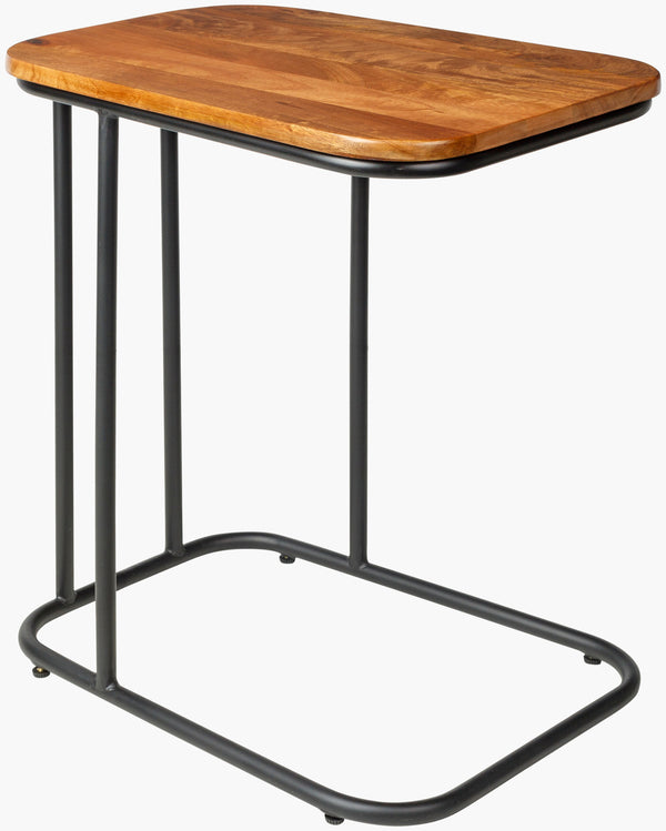 Surya Kaduna 21" Modern End Table - Handcrafted Wood & Metal Accent For Elegant Home Décor - Shop Now! Top, Brown,Base, Black Mango Wood,Iron Kdu-001