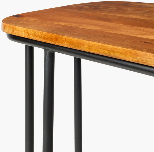 Surya Kaduna 21" Modern End Table - Handcrafted Wood & Metal Accent For Elegant Home Décor - Shop Now! Top, Brown,Base, Black Mango Wood,Iron Kdu-001