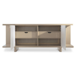Bernhardt Bernhardt Modulum Sideboard With Fluted Faux-Stone Doors, Soft-Close Drawers & Open Display Shelves 315131
