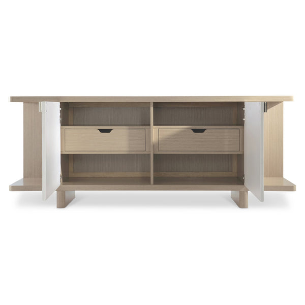 Bernhardt Bernhardt Modulum Sideboard With Fluted Faux-Stone Doors, Soft-Close Drawers & Open Display Shelves 315131