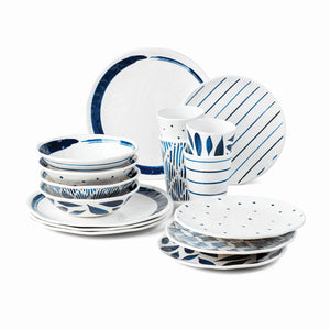 Lenox Blue Bay Melamine 16-Piece Dinnerware Set Multi, WHITE MELAMINE 895323