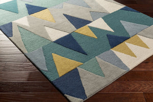Livabliss Kennedy Handcrafted Wool Area Rug with High Low Pile for Modern Living Spaces Blue, Tan 2' x 3' KDY3012-23