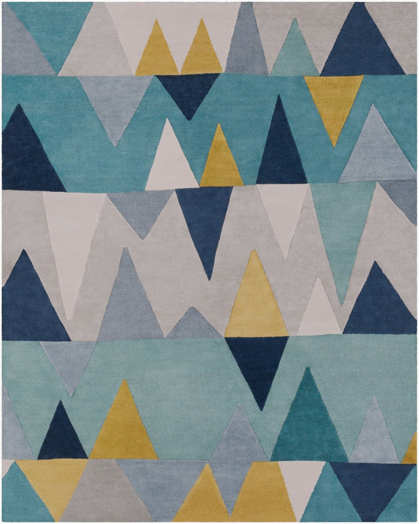 Livabliss Kennedy Handcrafted Wool Area Rug with High Low Pile for Modern Living Spaces Blue, Tan 8' x 10' KDY3012-810