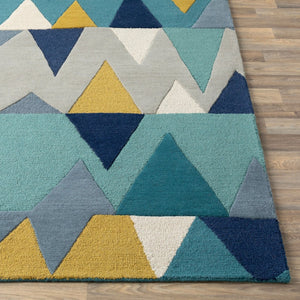 Livabliss Kennedy Handcrafted Wool Area Rug with High Low Pile for Modern Living Spaces Blue, Tan 2' x 3' KDY3012-23