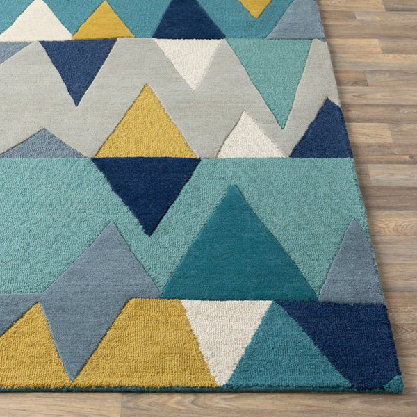 Livabliss Kennedy Handcrafted Wool Area Rug with High Low Pile for Modern Living Spaces Blue, Tan 2' x 3' KDY3012-23