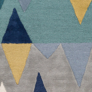 Livabliss Kennedy Handcrafted Wool Area Rug with High Low Pile for Modern Living Spaces Blue, Tan 2' x 3' KDY3012-23