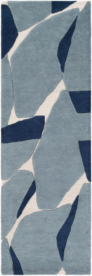 Livabliss Kennedy Handmade Wool Area Rug for Large Living Spaces with Timeless Transitional Pattern Blue, Navy 2'6" x 8' KDY3017-268
