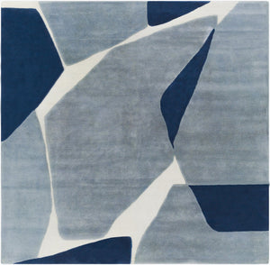 Livabliss Kennedy Handmade Wool Area Rug for Large Living Spaces with Timeless Transitional Pattern Blue, Navy 10' x 10' KDY3017-10SQ