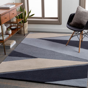 Surya Kennedy 2' X 3' Handmade Area Rug - Modern High/Low Wool Texture For Stylish Home Décor Upgrade Ink Blue Wool Kdy3024-46