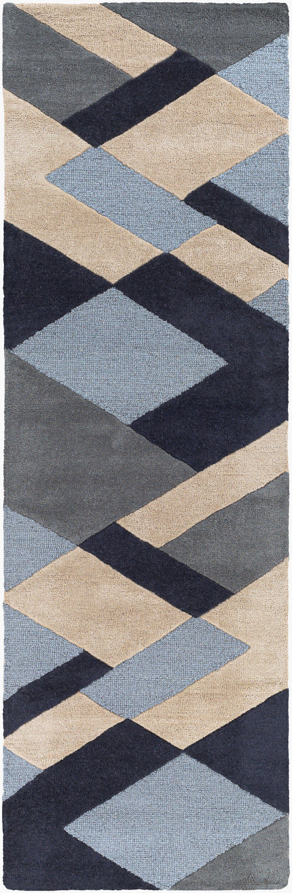 Surya Kennedy 2' X 3' Handmade Area Rug - Modern High/Low Wool Texture For Stylish Home Décor Upgrade Ink Blue Wool Kdy3026-268