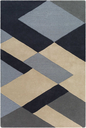 Surya Kennedy 2' X 3' Handmade Area Rug - Modern High/Low Wool Texture For Stylish Home Décor Upgrade Ink Blue Wool Kdy3026-23
