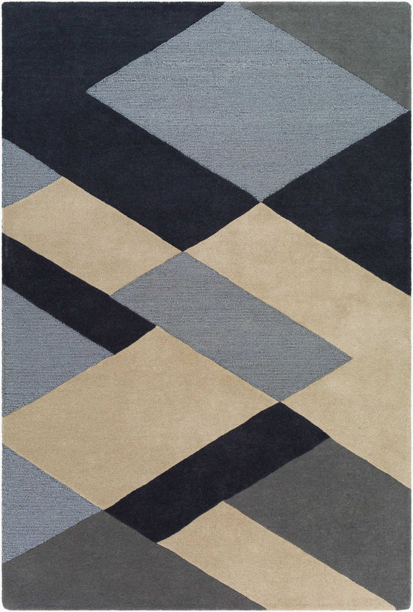 Surya Kennedy 2' X 3' Handmade Area Rug - Modern High/Low Wool Texture For Stylish Home Décor Upgrade Ink Blue Wool Kdy3026-23