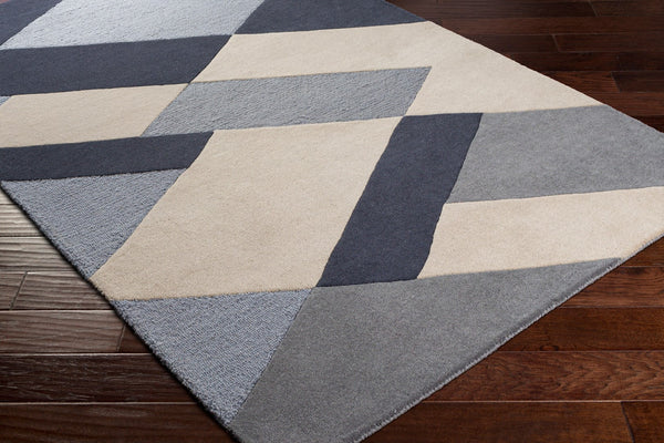 Surya Kennedy 2' X 3' Handmade Area Rug - Modern High/Low Wool Texture For Stylish Home Décor Upgrade Ink Blue Wool Kdy3026-268