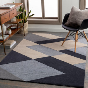Surya Kennedy 2' X 3' Handmade Area Rug - Modern High/Low Wool Texture For Stylish Home Décor Upgrade Ink Blue Wool Kdy3026-268