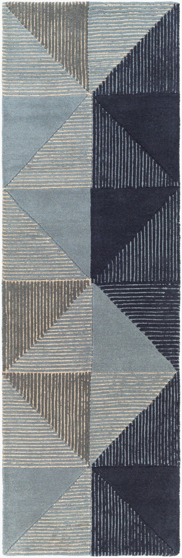 Surya Kennedy 2' X 3' Handmade Area Rug - Modern High/Low Wool Texture For Stylish Home Décor Upgrade Ink Blue Wool Kdy3031-268