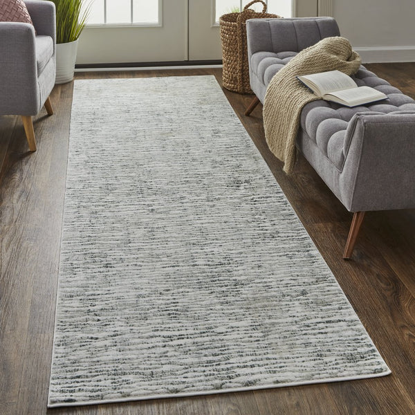 Feizy Rugs Atwell Contemporary Abstract Distressed Rug – Ethereal Modern Landscape In Silvery Aquas & Greens Gray,Green,Ivory Polypropylene Atl3218fgry000i38