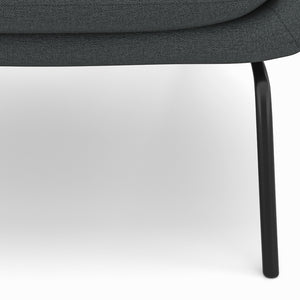 English Elm Elmont Mid-Century Accent Chair in Steel Grey Upholstery with Lumbar Pillow & Black Metal Base, Cushioned Comfort B136P158614