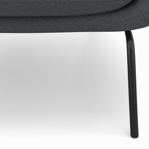 English Elm Elmont Mid-Century Accent Chair in Steel Grey Upholstery with Lumbar Pillow & Black Metal Base, Cushioned Comfort B136P158614