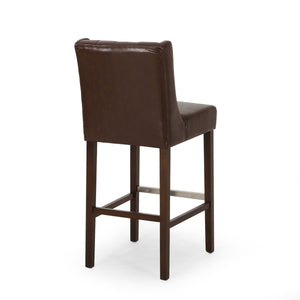 English Elm Christopher Knight Home® - BARSTOOL sleek PU upholstered counter stool with sturdy frame, ergonomic seat and modern minimalist design Dark Brown 70678.00PUDBRN