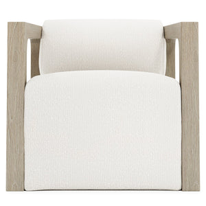 Bernhardt Bernhardt Leilani Outdoor Swivel Chair Sea Oat Finish — Teak Sculptural Arms, 360° Hidden Swivel, Uv-Rated Fabric - Made to Order O4317SA