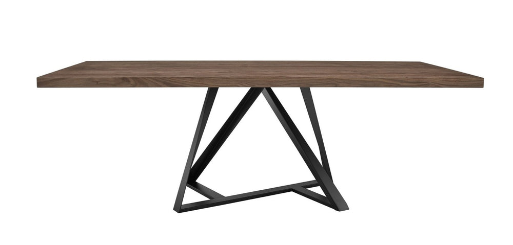 VIG Furniture Keanna Walnut & Black Modern Industrial Dining Table — Seats 8, Thick Farmhouse Veneer Top, Durable Powder-Coated Iron Base VGEWF2208DA-WAL-DT