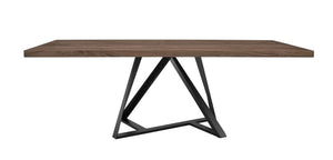 VIG Furniture Keanna Walnut & Black Modern Industrial Dining Table — Seats 8, Thick Farmhouse Veneer Top, Durable Powder-Coated Iron Base VGEWF2208DA-WAL-DT