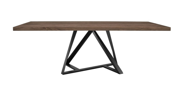 VIG Furniture Keanna Walnut & Black Modern Industrial Dining Table — Seats 8, Thick Farmhouse Veneer Top, Durable Powder-Coated Iron Base VGEWF2208DA-WAL-DT