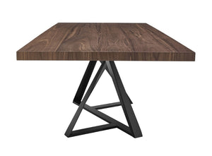 VIG Furniture Keanna Walnut & Black Modern Industrial Dining Table — Seats 8, Thick Farmhouse Veneer Top, Durable Powder-Coated Iron Base VGEWF2208DA-WAL-DT