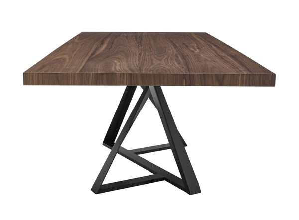 VIG Furniture Keanna Walnut & Black Modern Industrial Dining Table — Seats 8, Thick Farmhouse Veneer Top, Durable Powder-Coated Iron Base VGEWF2208DA-WAL-DT