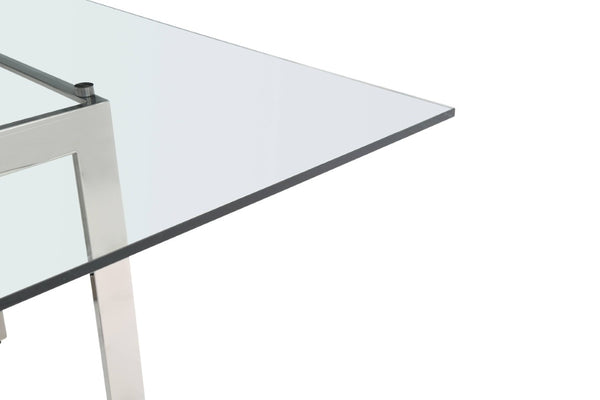 VIG Furniture Keaton Square 59" Modern Tempered Glass Dining Table With Gunmetal Stainless Steel Base, Seats 8 VGVCT8961-DT