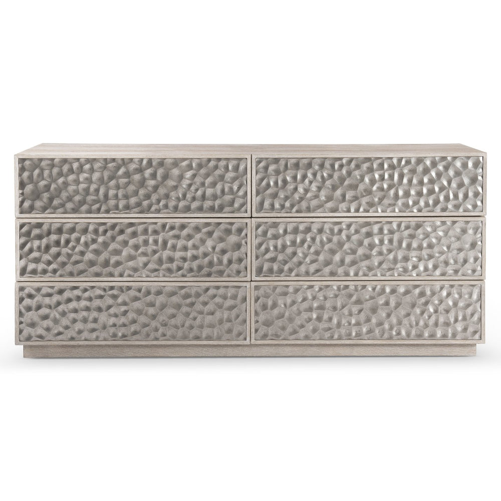 Bernhardt Bernhardt Hansby 72” Dresser In Trevin Light Wood With Hammered Cast-Aluminum Fronts & Push-Open Drawers 338052