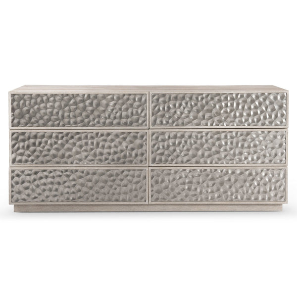 Bernhardt Bernhardt Hansby 72” Dresser In Trevin Light Wood With Hammered Cast-Aluminum Fronts & Push-Open Drawers 338052