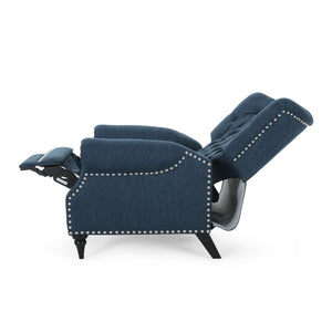 English Elm Christopher Knight Home® - Classic Classic Style Fabric Push Back Chair with Rivet Detail, Rolled Arms & Plush Cushions for Comfort and Stability Navy Blue 71909.00NBLU