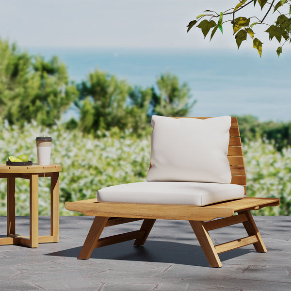 English Elm Christopher Knight Home® - SEDONA Acacia Wood Slatted Club Chair with Wide Seats, Water-Resistant Cushions for Patio Comfort Teak 40.25 L x 32 W x 10.75 H 63744.00WHI